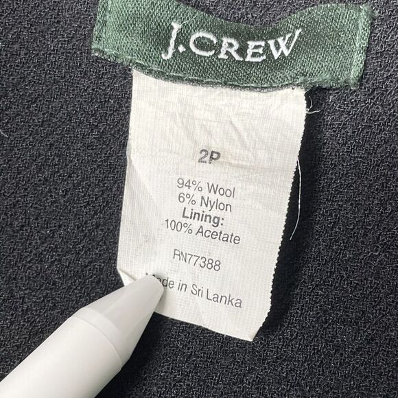 J. Crew Wool Blend Black 5 Button Coat women's size 2 PETITE FLAW - Picture 2 of 9